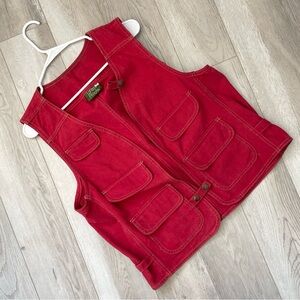 Vintage Utility Vest denim unisex Red (medium) workwear grass roots